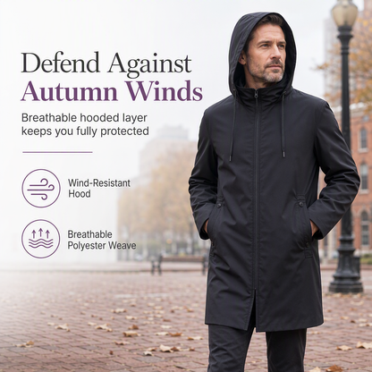 🌬️ Wind Protection, Clean Everyday Fit | Men's Hooded Windbreaker Coat