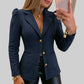 ✨ Polished Structure | Women’s Sculpted Blazer with Textured Detail & Metallic Buttons