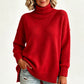 🧶 Relaxed Ribbed Fit, Easy Side-Slit Style | Women's Turtleneck Sweater
