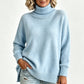 🧶 Relaxed Ribbed Fit, Easy Side-Slit Style | Women's Turtleneck Sweater
