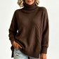 🧶 Relaxed Ribbed Fit, Easy Side-Slit Style | Women's Turtleneck Sweater