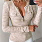 🌸Hot Sale 50% OFF💖Women's Long Sleeve V-Neck Half Zip Knit Top