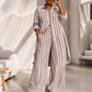 👖 Women's Striped Longline Shirt & Wide-Leg Pants Set – Effortless Style in One Set ✨