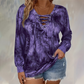 🌸Hot Sale 50% OFF💖Women's Tie-Dye Printed Lace-Up V-Neck Top