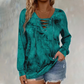 🌸Hot Sale 50% OFF💖Women's Tie-Dye Printed Lace-Up V-Neck Top