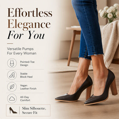 Women's Chic Pointed Toe Chunky High Heels Pumps