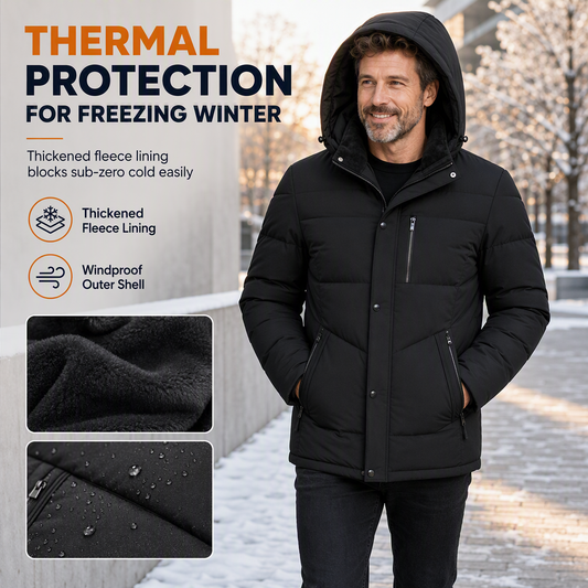 Hot Sale 50% OFF🔥Men's Winter Fleece Lined Coat with Detachable Hood
