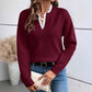 🌸LAST DAY SPECIAL PRICE!!🌸Women's Mock Neck Lace Trim Knit Sweater