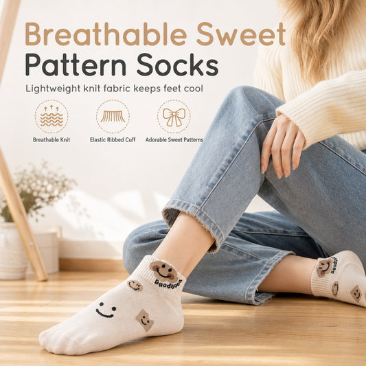 Women Cute Ankle Socks Breathable Thin Low Cut Socks Sweat Absorbing Non Slip Short Socks