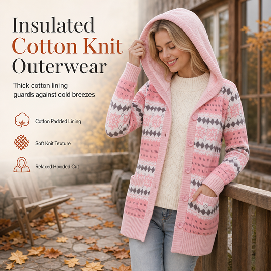 🌸Hot Sale 49% OFF💖Women's Mid-Length Hooded Knit with Cotton Lining