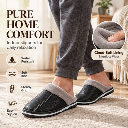Men's Waterproof Winter Plush-Lined Slippers