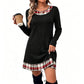 🏆 Hot Sale - 50% OFF ✨Women's Casual Plaid Patchwork Knit Dress