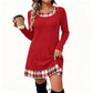 🏆 Hot Sale - 50% OFF ✨Women's Casual Plaid Patchwork Knit Dress