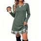 🏆 Hot Sale - 50% OFF ✨Women's Casual Plaid Patchwork Knit Dress