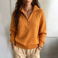 🧶 Clean Solid Look, Easy Layered Comfort | Women's Casual Solid Color Half-Zip Sweater