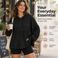Women's Loose Ruffle Hem Hooded Sweatshirt