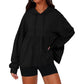 Women's Loose Ruffle Hem Hooded Sweatshirt