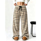 ☁️ Plush Softness, Leg-Elongating Silhouette | Women's Double-Sided Plush Striped Wide-Leg Pants