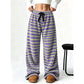 ☁️ Plush Softness, Leg-Elongating Silhouette | Women's Double-Sided Plush Striped Wide-Leg Pants