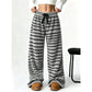 ☁️ Plush Softness, Leg-Elongating Silhouette | Women's Double-Sided Plush Striped Wide-Leg Pants