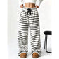 ☁️ Plush Softness, Leg-Elongating Silhouette | Women's Double-Sided Plush Striped Wide-Leg Pants