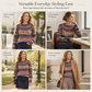 Women's Loose Fit Crewneck Color Block Knit Pullover Sweater