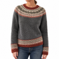 Women's Loose Fit Crewneck Color Block Knit Pullover Sweater