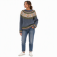 Women's Loose Fit Crewneck Color Block Knit Pullover Sweater