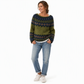 Women's Loose Fit Crewneck Color Block Knit Pullover Sweater