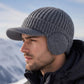 🧢 Cozy Ear Coverage, Structured Brim Detail | Men's Winter Knit Beanie Hat with Brim & Ear Flaps
