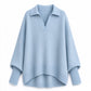 Women's Loose Fit Collared Knit Sweater Casual Slouchy Solid Color Long Sleeve Knitwear