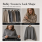 Women's Oversized Off-Shoulder Knit Sweater Dress with Asymmetric Floral Lace Hem