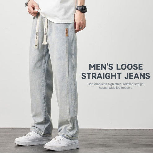 Mäns lösa raka jeans